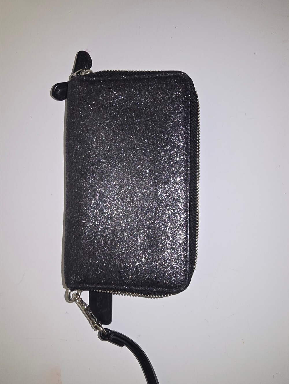 Coach Black Glitter Zip Wristlet Wallet with Gold Logo - Picture 7 of 9